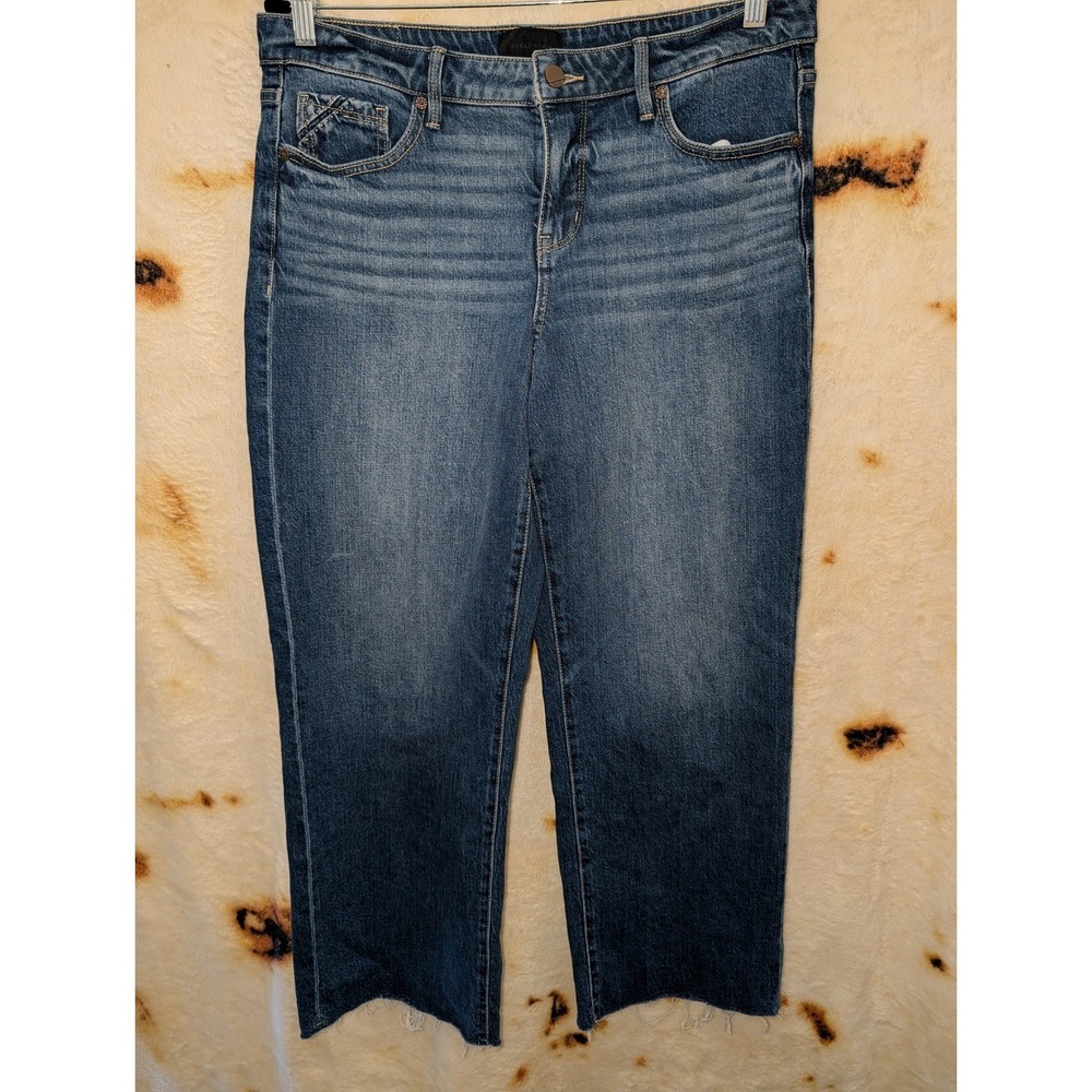 Buckle Black Fit No. 53 Cropped Wide Leg Jeans Raw Hem Blue 30x28